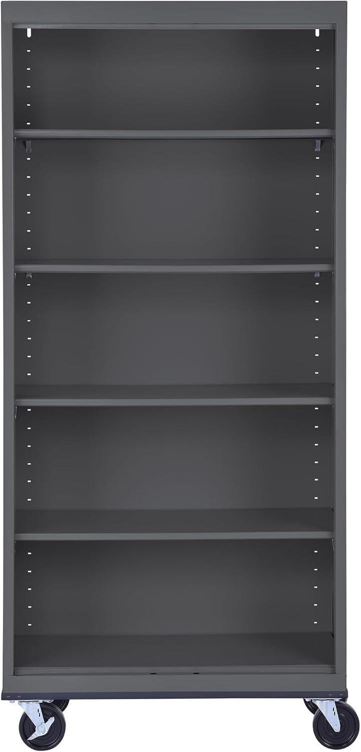 Sandusky Lee 36" W x 18" D x 78" H Steel Mobile Bookcase with 4 Adjustable Shelves by Sandusky