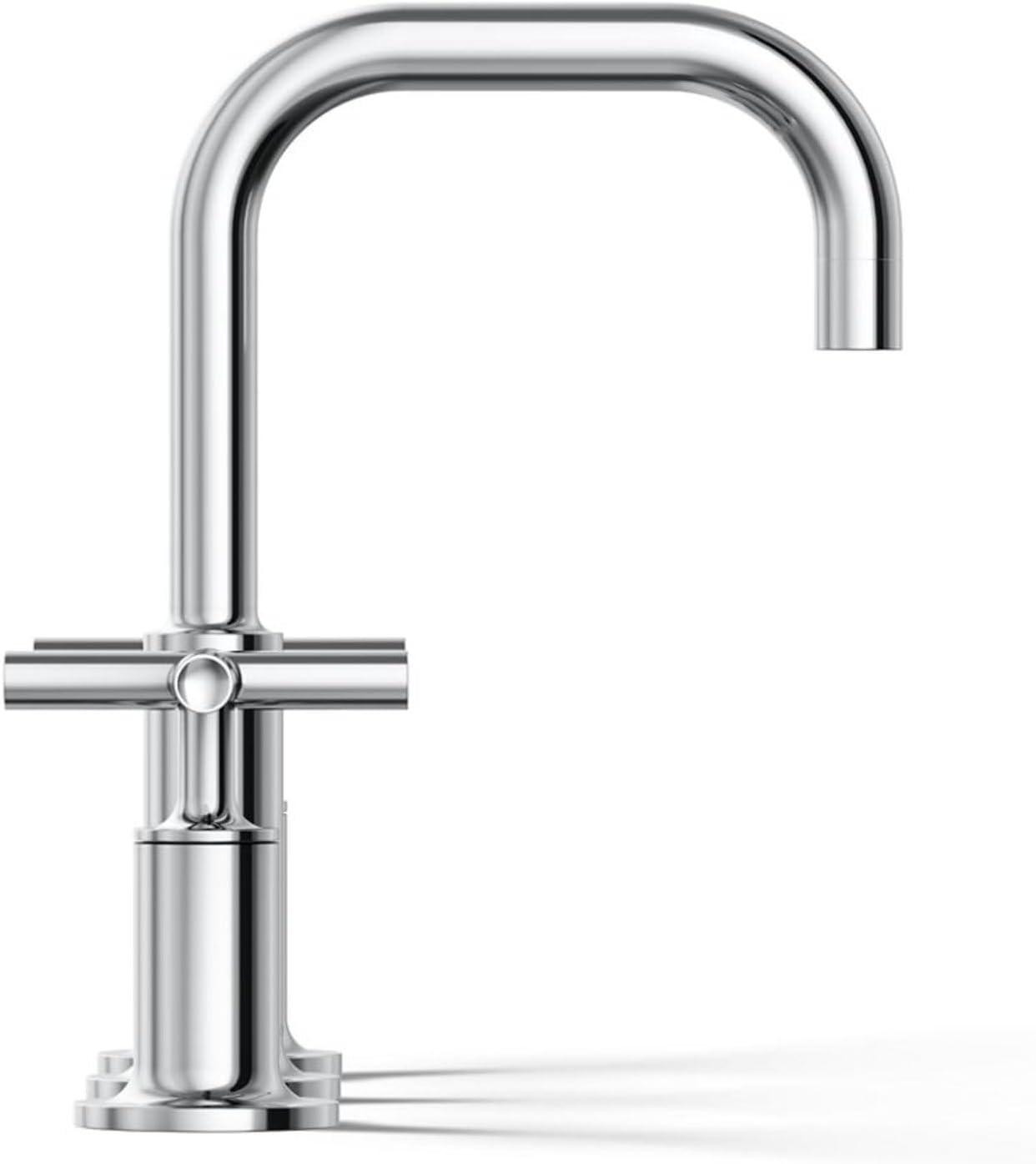 Kohler Purist® Widespread Bathroom Faucet with Pop-Up Drain Assembly, 3-Hole High Arc Cross Handle Bathroom Sink Faucet, 1.2 gpm