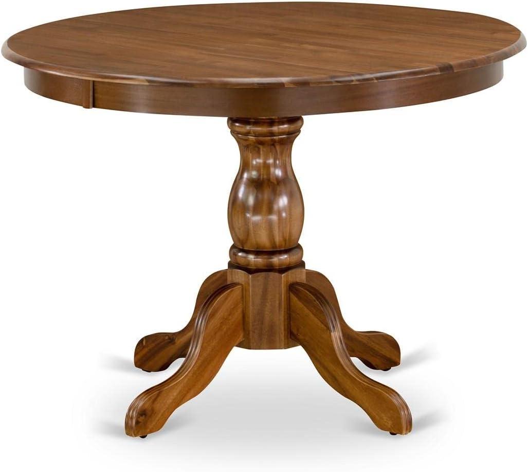 Mid-Century Modern Round Walnut Wood Dining Table, 42"