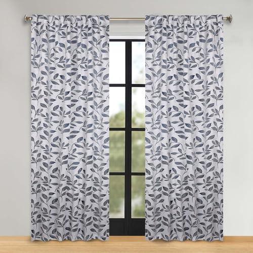 Modern Bohemian Leaves Polyester Machine Washable Room Darkening Blackout Curtains by Superior (Set of 2)