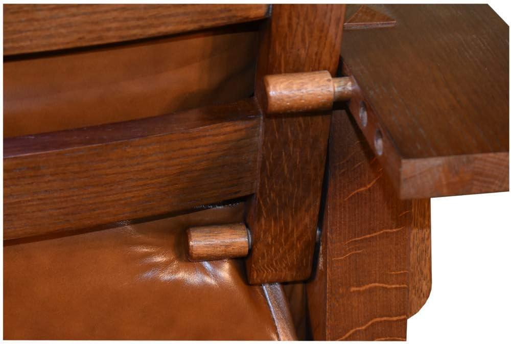 Pemberly Row Contemporary Leather Morris Chair in Reddish Brown