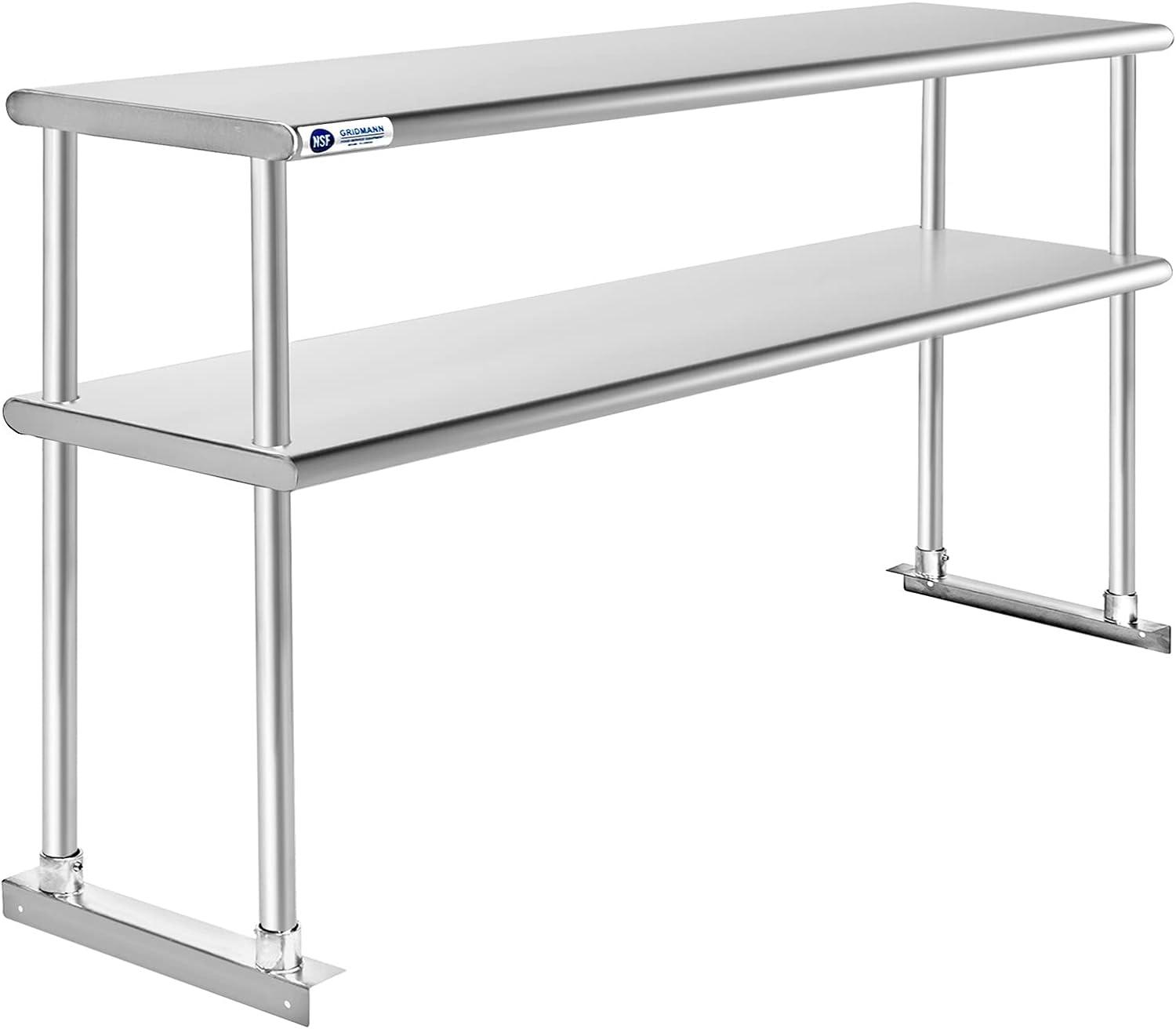 30" D x 34.5" H Stainless Steel Prep Station with Undershelf and Double Overshelf