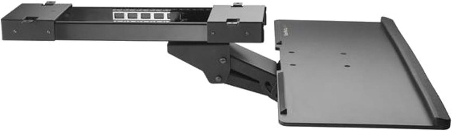 Adjustable Black Steel and Plastic Under-Desk Keyboard Tray