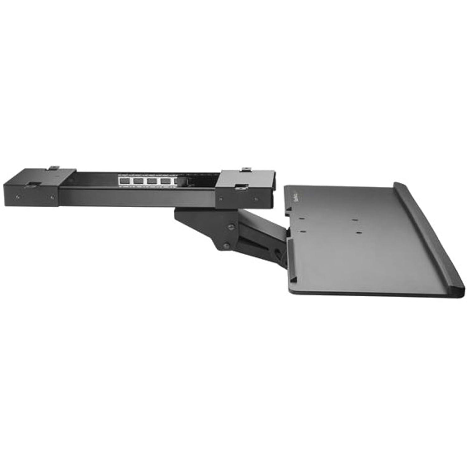 Adjustable Black Steel and Plastic Under-Desk Keyboard Tray