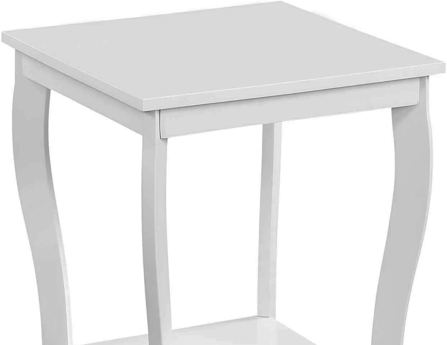 Convenience Concepts American Heritage Square End Table in White Wood Finish