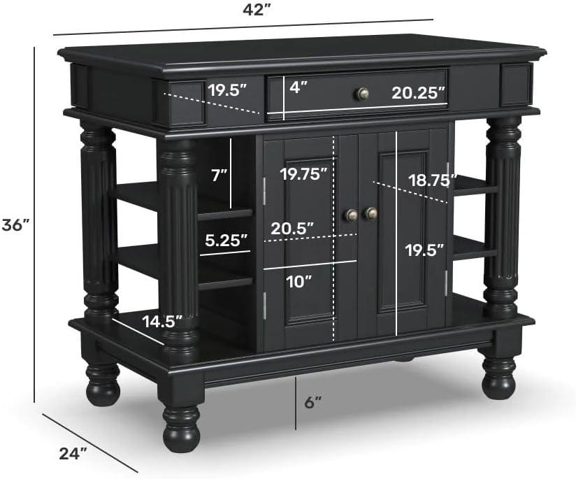 Americana Kitchen Island with Wood Top Black - Home Styles: Hardwood Frame, Storage, 1 Shelf, 1 Drawer