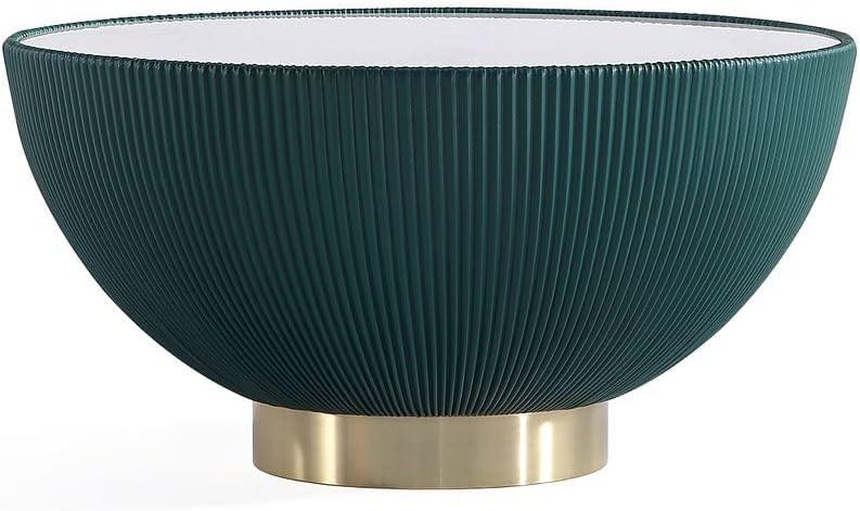 Manhattan Comfort 2pc Anderson Leatherette Upholstered Coffee Table and End Table with Metal Top Set Green: Gold Finish, No Assembly Required