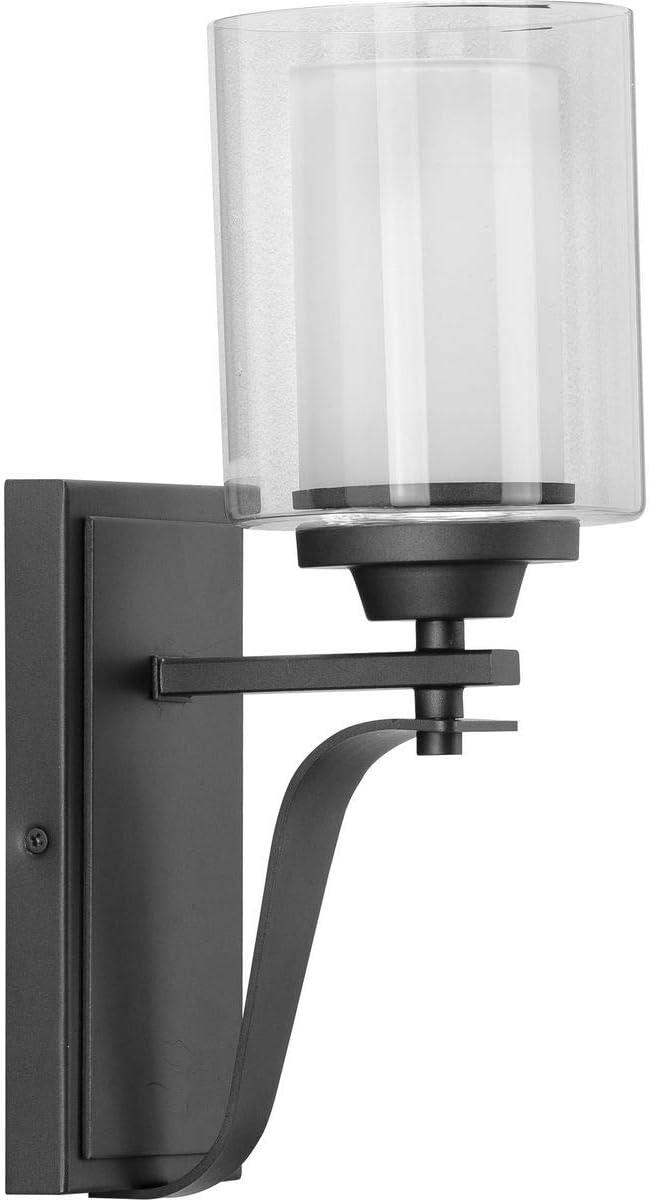 Graphite and Etched Glass Dimmable Wall Sconce