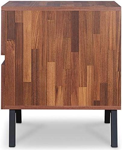 18" Karine Accent Table Walnut/Black - Acme Furniture: Modern Rectangular Side Table with Drawer & Tapered Legs