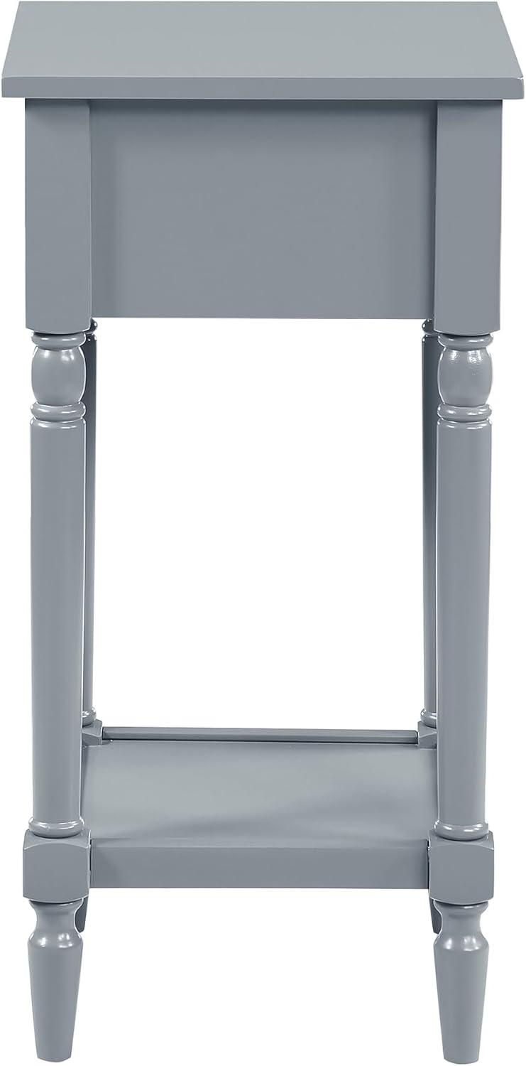 French Country Khloe Deluxe Gray Square Accent Table with Mirrored Drawer