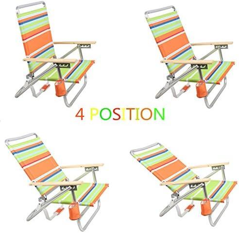 Multicolor Aluminum 4-Position Folding Beach Lounger with Arms