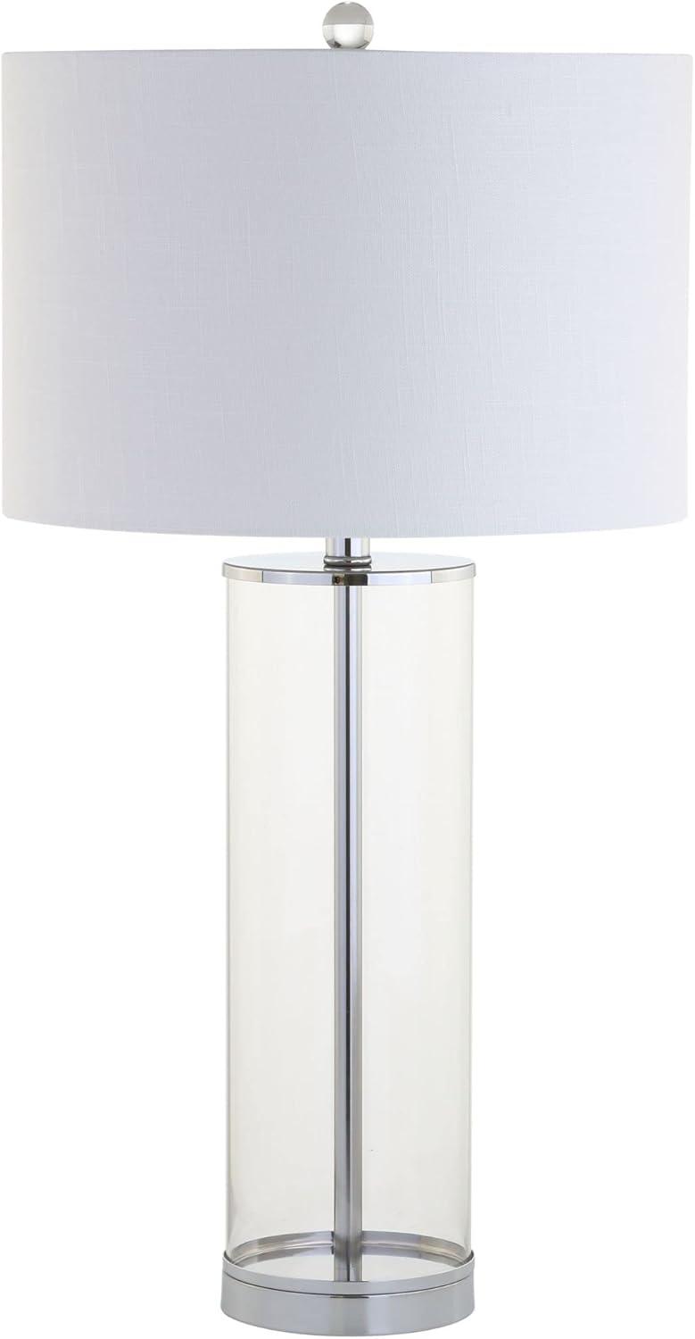 Harper 29" White Linen Shade Glass Table Lamp, Energy Efficient