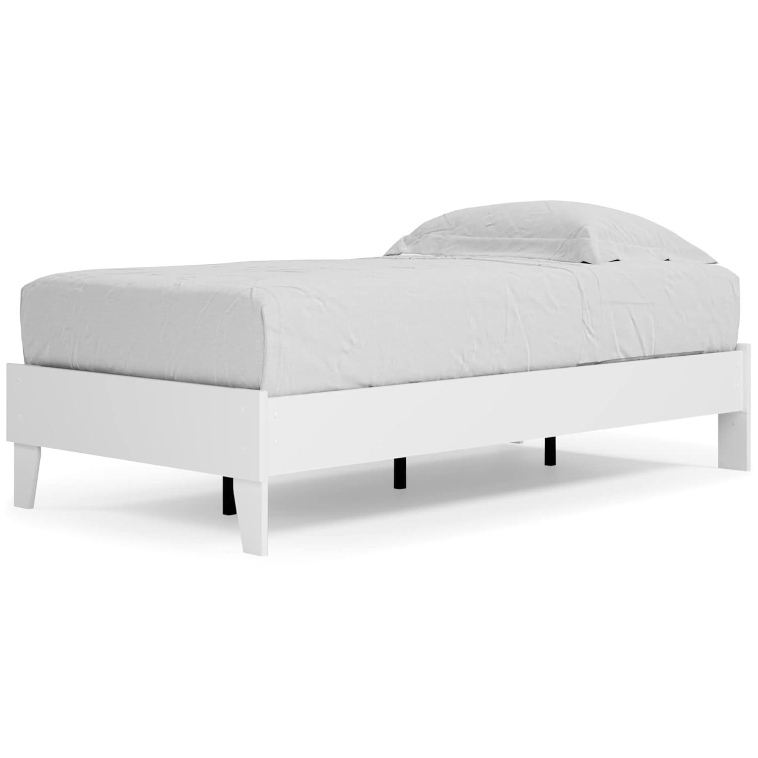 Twin Piperton Platform Bed White - Signature Design by Ashley: Modern Style, No Box Spring Needed