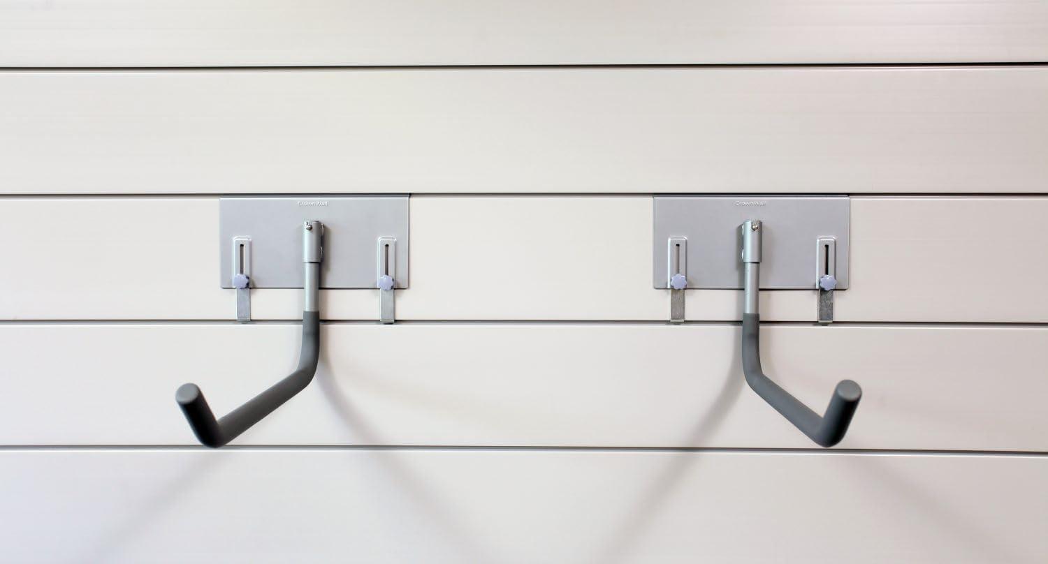 Crownwall Slat Wall Storage Organizer, Heavy Duty Steel 8 Inch Locking Double Hooks, Slatwall Accessories Panels (3 Pack)