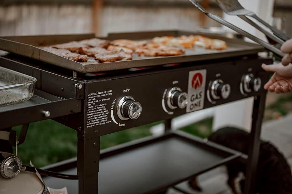 Flat Top Portable Propane Grill 36 in. with Foldable Legs in Black