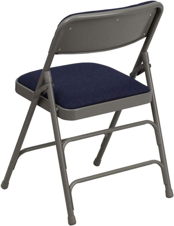 Flash Furniture 4 Pack HERCULES Series Curved Triple Braced & Double Hinged Navy Fabric Metal Folding Chair