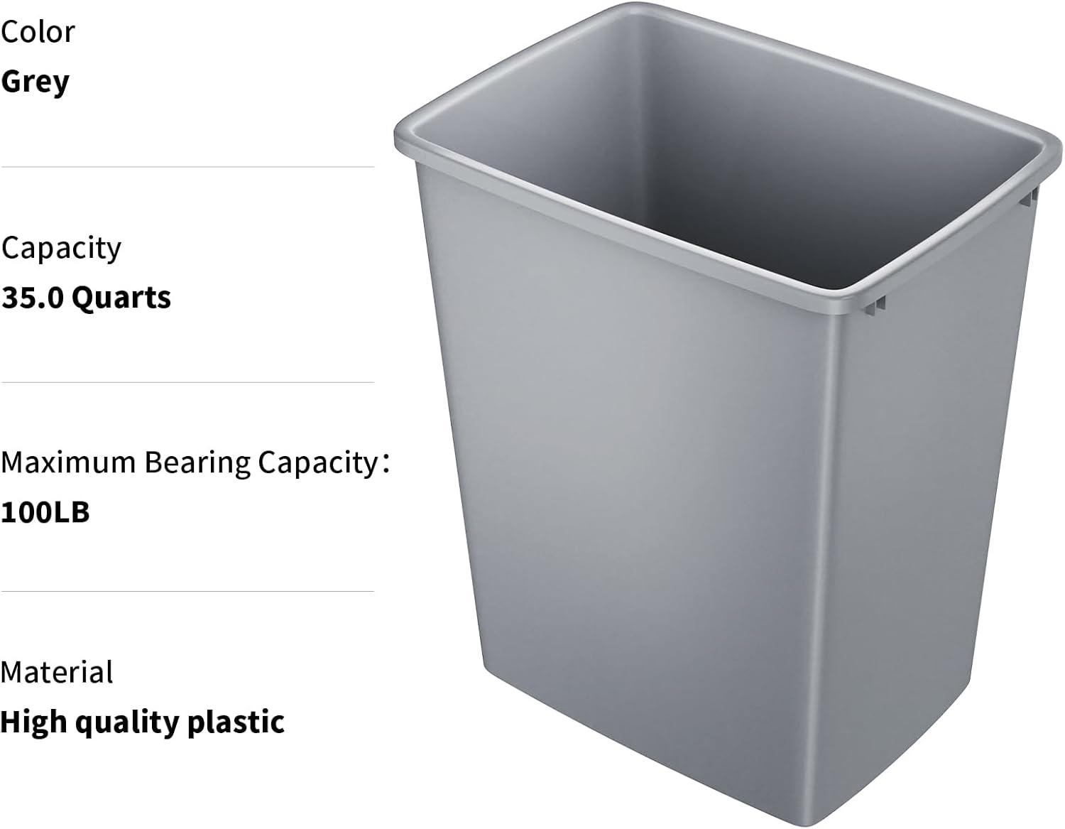 35QT Kitchen Trash Can, Lightweight and Sturdy Slim Trash Can, Wastebaskets for Office, Workspace, Kitchen, Bathroom, Easy to Clean, 1 Pack