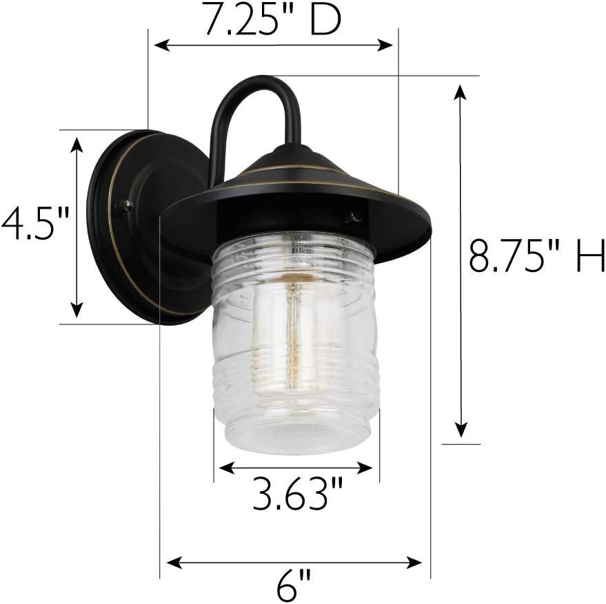 Oil-Rubbed Bronze Jelly Jar 8.75'' Dimmable Sconce with Clear Ribbed Glass