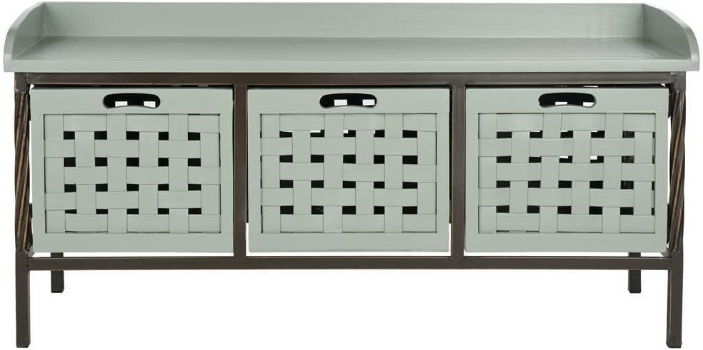 Isaac 3 Drawer Wooden Storage Bench - Teal - Safavieh