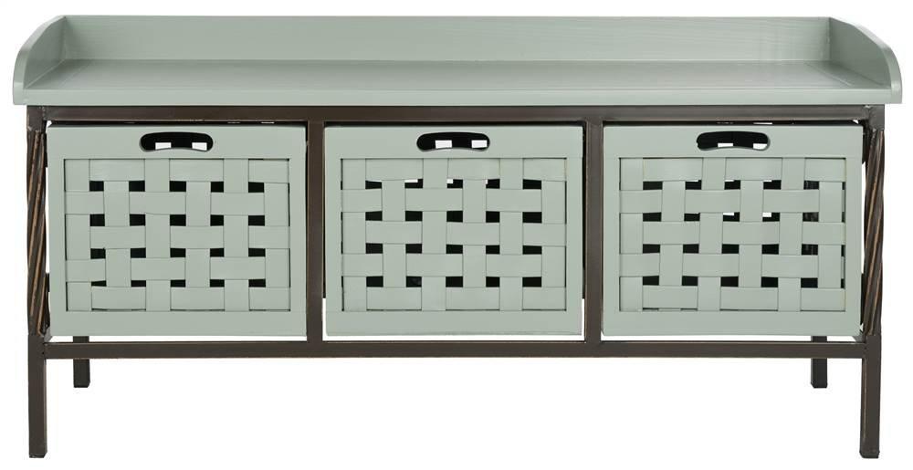 Isaac 3 Drawer Wooden Storage Bench - Teal - Safavieh