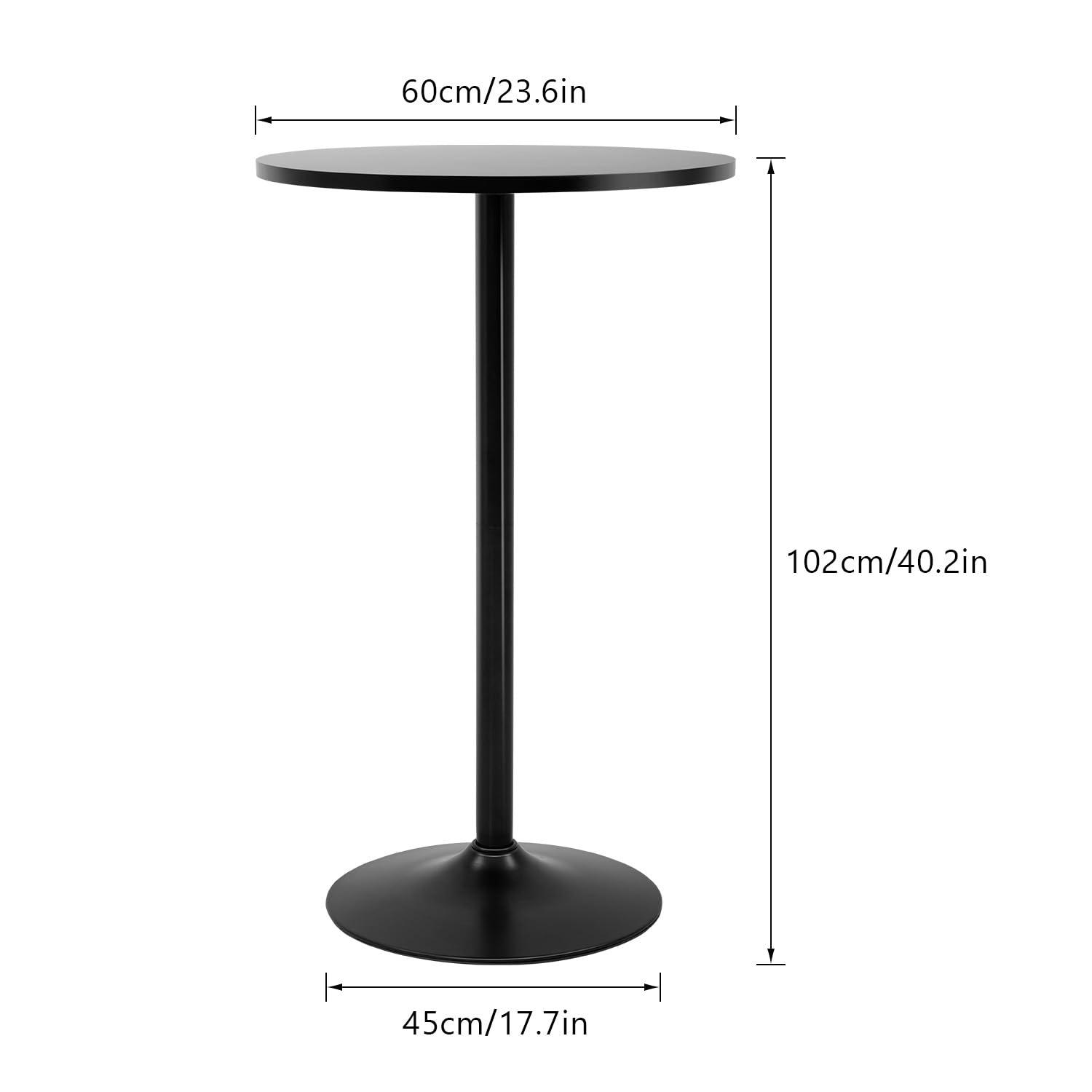FDW Modern Round Pub Hydraulic Dining Room Home Kitchen Bar Top Tall Table, Black