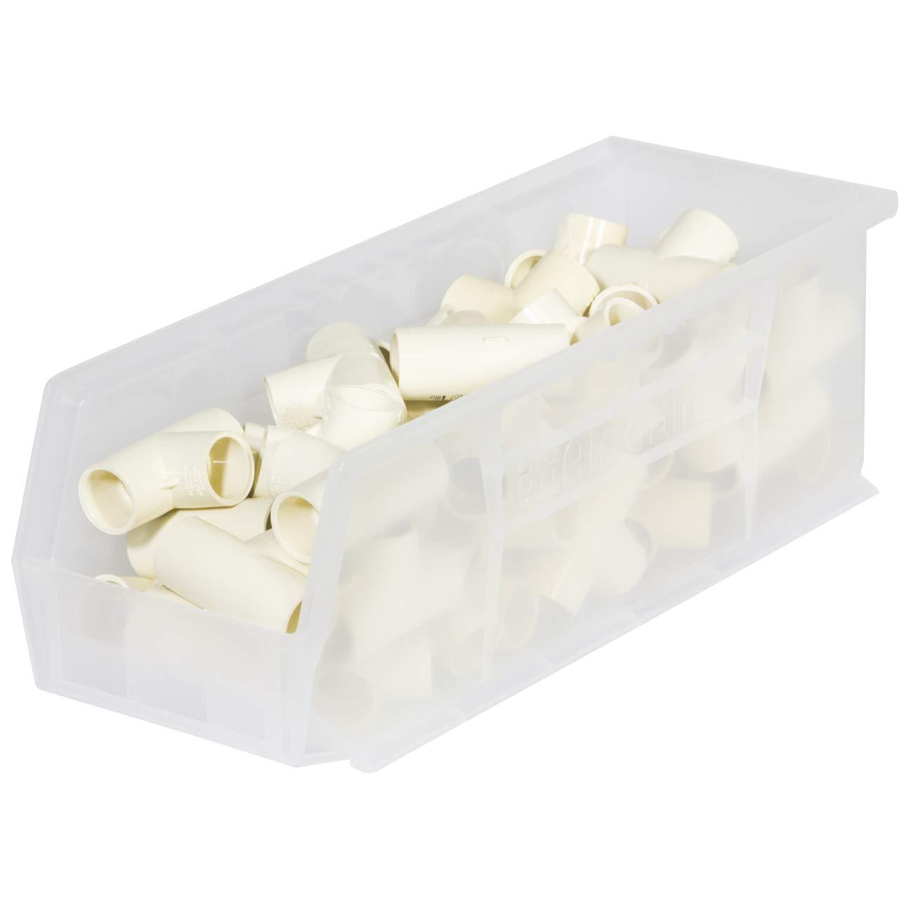 Akro-Mils Stackable Storage Bins, AkroBins Stacking Organizer, 15"x5"x5", Clear, 12-Pack