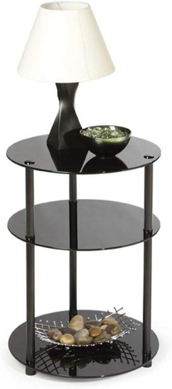 Convenience Concepts Designs2Go Classic Glass 3-Tier Round Table, Black Glass