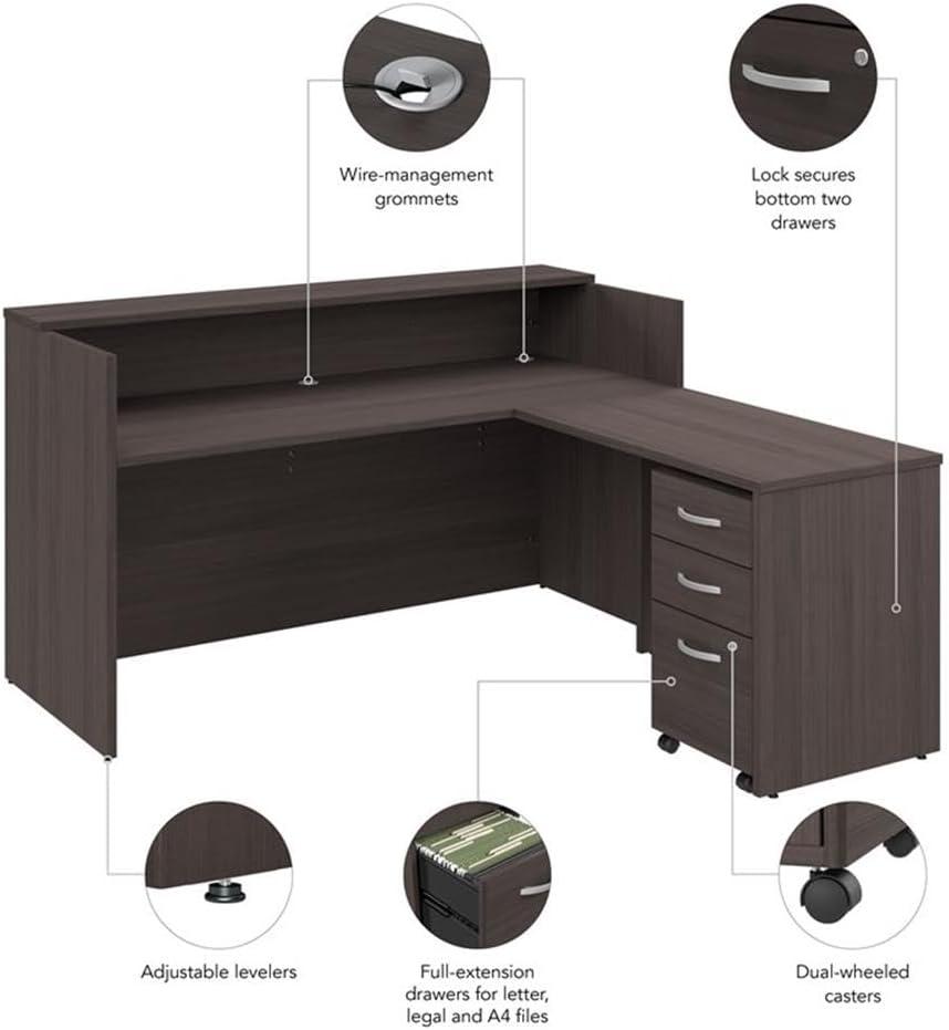 Arrive 72W x 72D Reception L Desk with 3 Drawer Mobile Pedestal