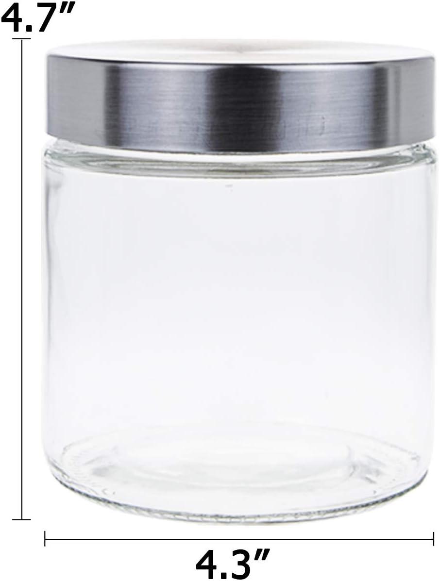 Set of 6 Clear Glass Jars with Stainless Steel Lids