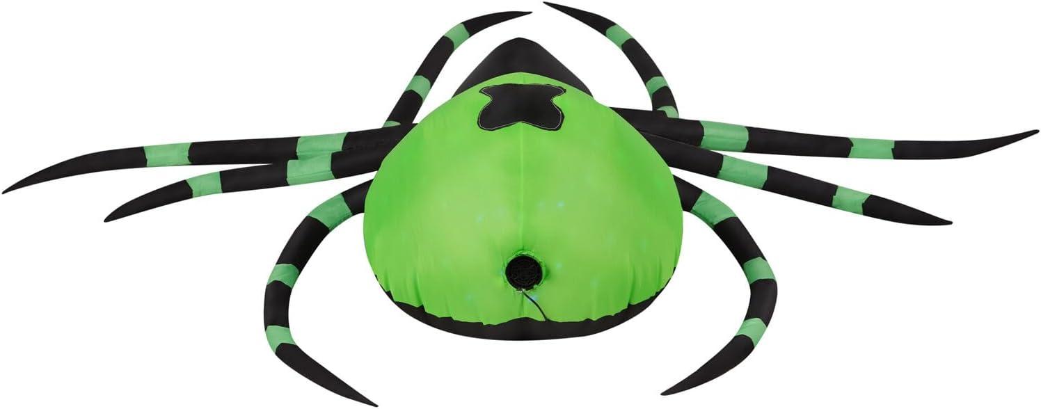 Giant 6.5-ft Green and Black Inflatable Spider with LED Lights