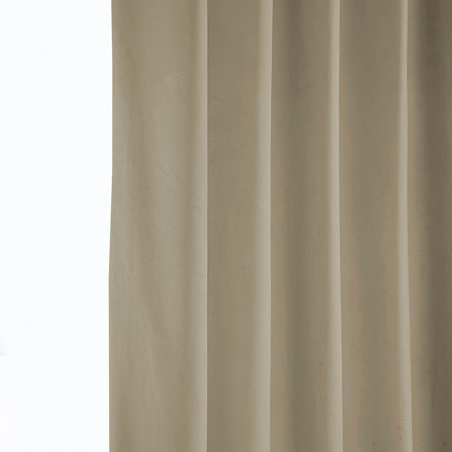 HPD Half Price Drapes Light Beige Heritage Plush Velvet Room Darkening Curtains for Bedroom & Living Room Curtains (1 Panel), Window Curtains 84 inches long, Extra Wide Curtains & Drapes, 100W X 84L