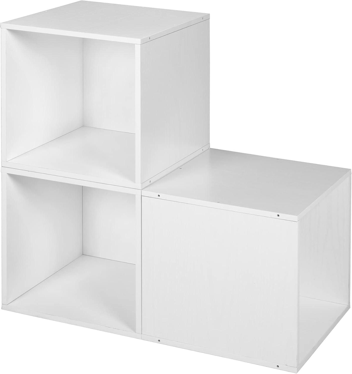 Niche Cubo Storage Organizer Open Bookshelf Set- 3 Cubes- White Wood Grain