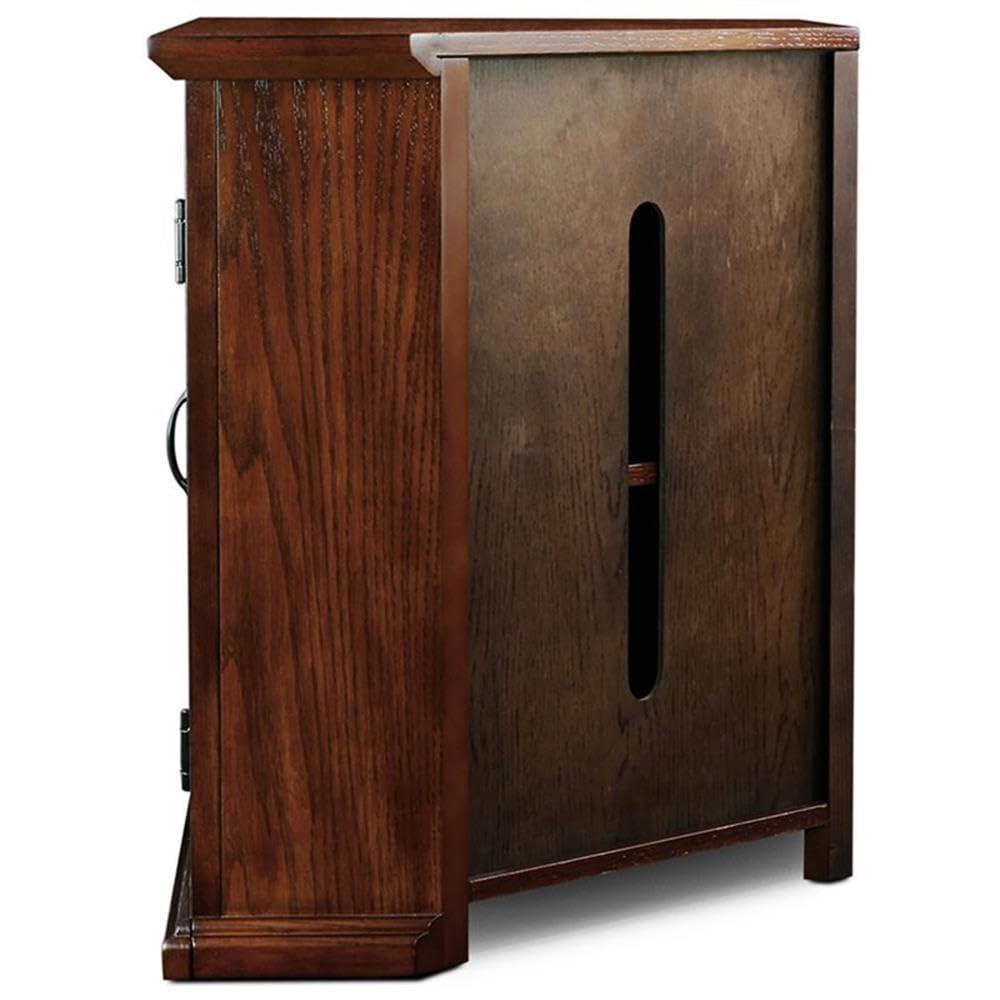Leick Home 80386 Leaded Glass Corner TV Stand with Enclosed Storage For 60" TV's, Burnished Oak