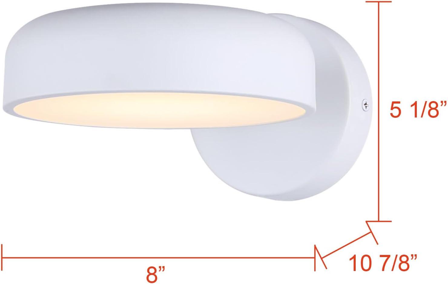 ZARIA 8 in. 1-Light White Integrated LED Wall-Light with White Metal Shade