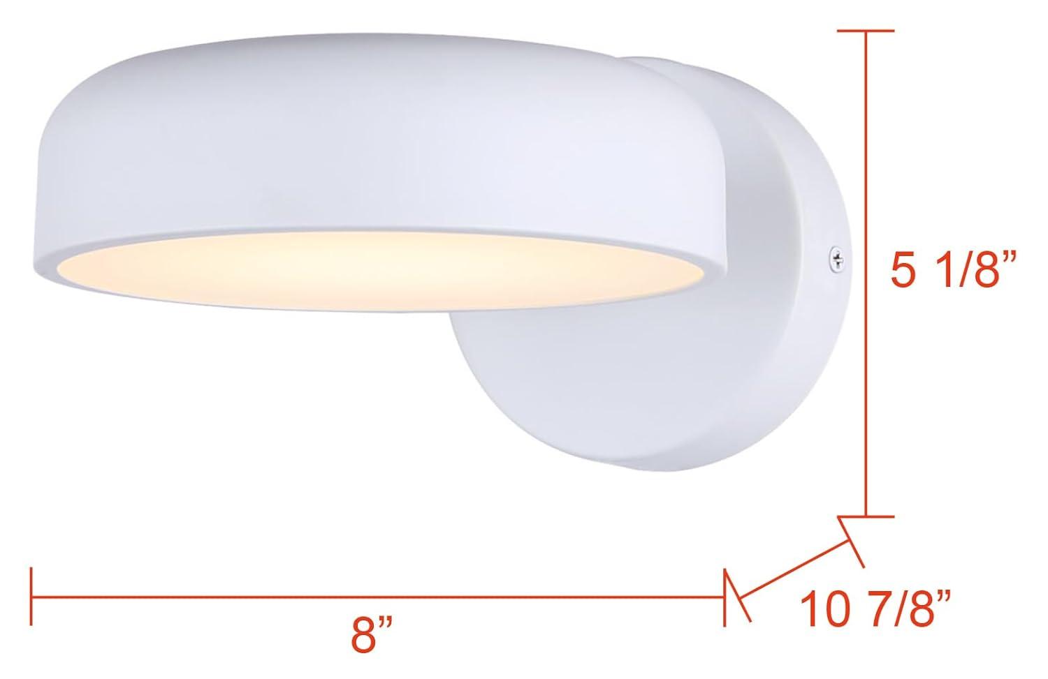 ZARIA 8 in. 1-Light White Integrated LED Wall-Light with White Metal Shade