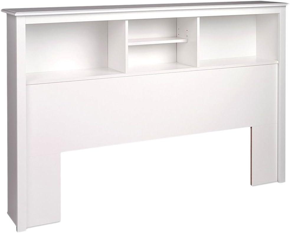 Prepac Monterey Headboard White (Full/Queen): Modern Storage Design, 3 Compartments, Adjustable Shelf