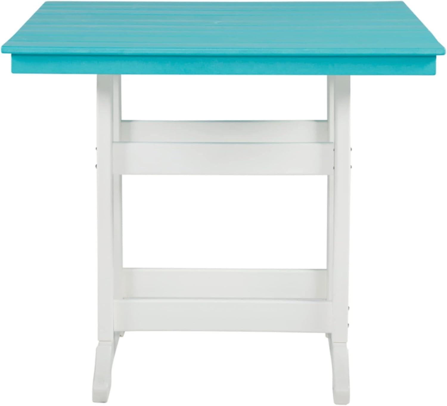 Signature Design by Ashley Casual Eisely Outdoor Counter Height Dining Table  Turquoise/White