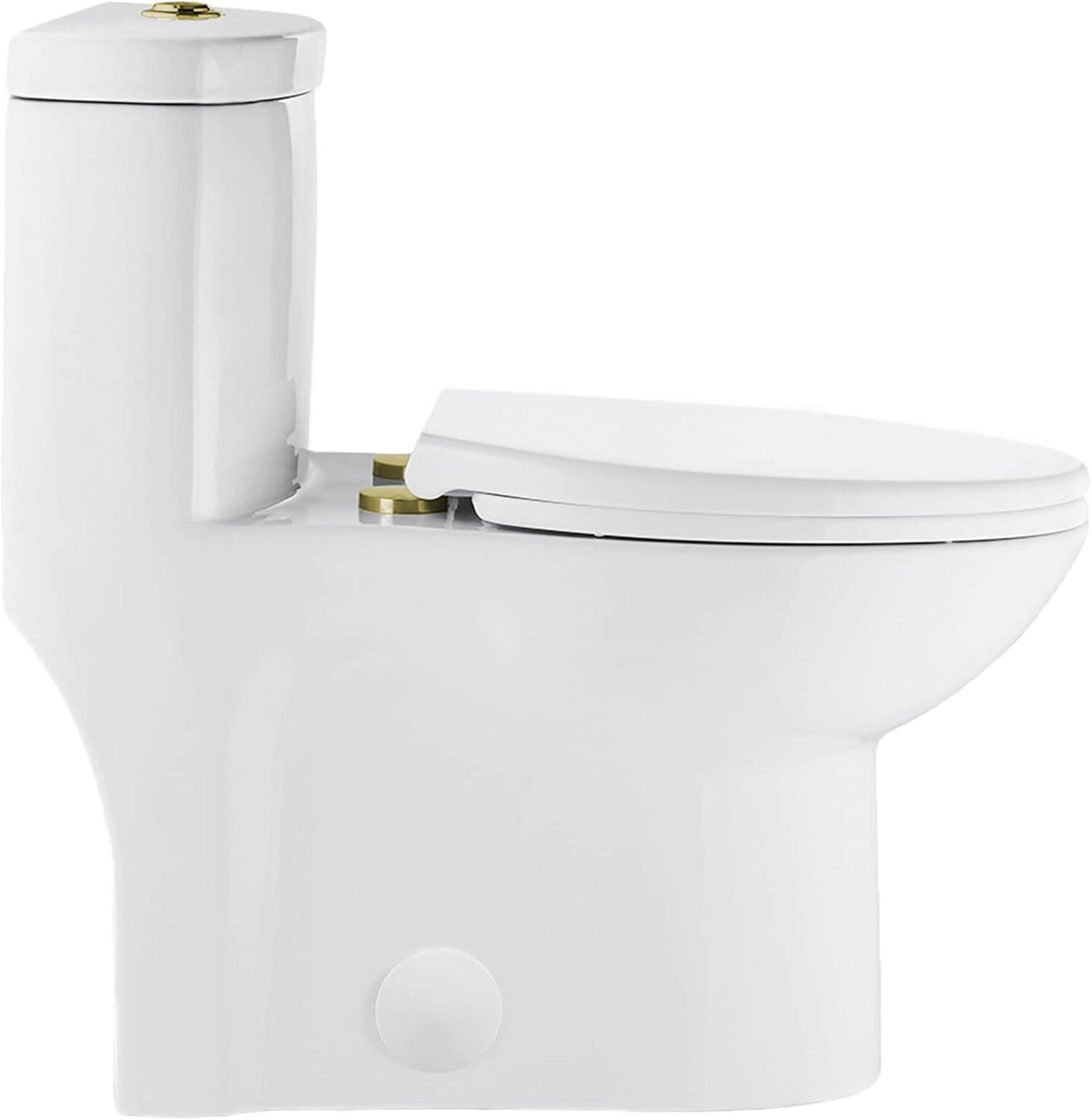 Swiss Madison Besanxcon Glossy White Elongated Standard height 12-in Rough-In 1.6 GPF Touchless Smart Compatible Slow Close Feature 1-piece Toilet