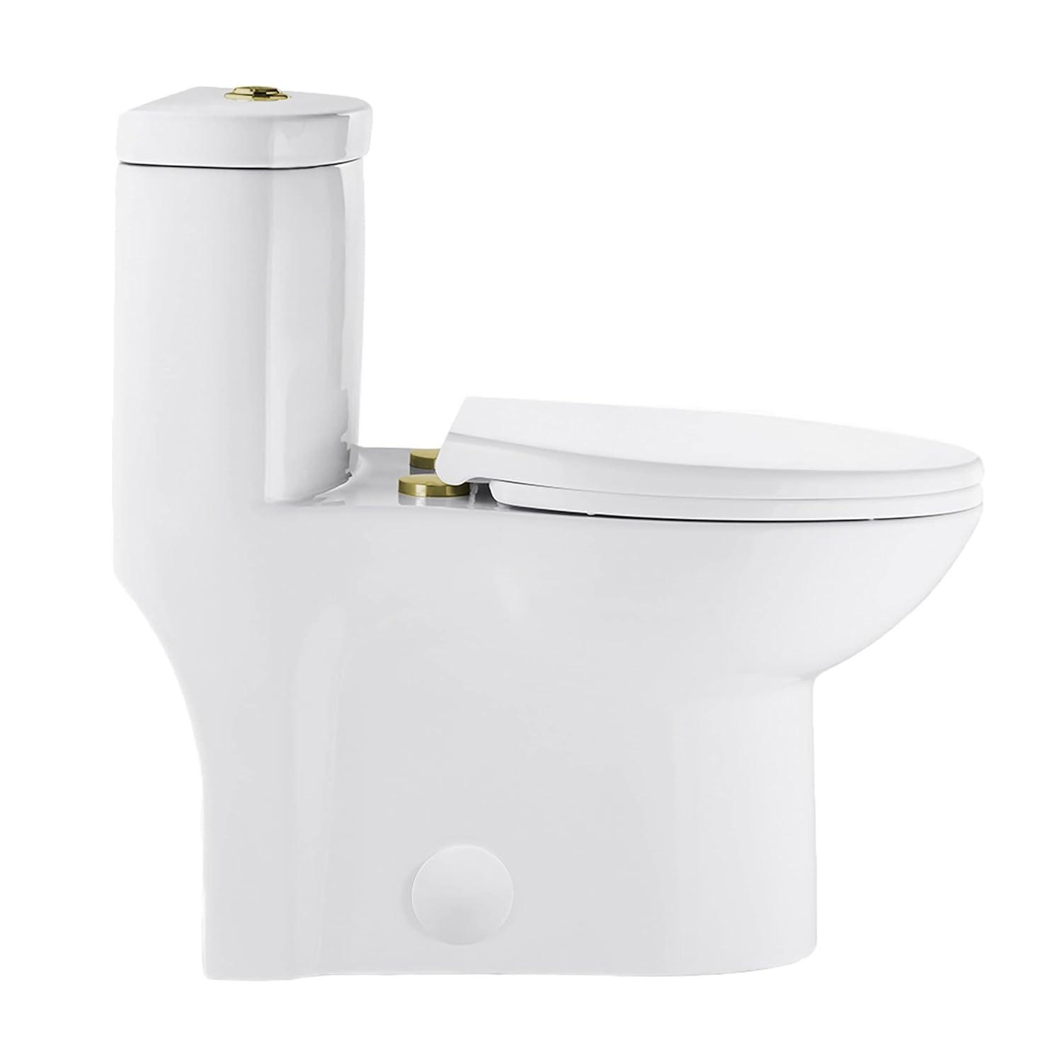 Swiss Madison Besanxcon Glossy White Elongated Standard height 12-in Rough-In 1.6 GPF Touchless Smart Compatible Slow Close Feature 1-piece Toilet
