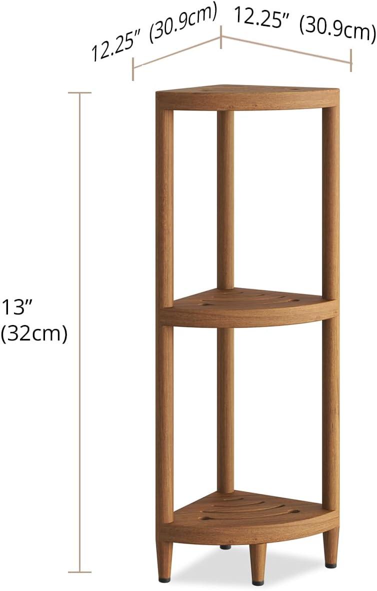 AquaTeak AquaTeak Teak Oil 3 -Tier Wood Freestanding Corner Bathroom Shelf ( 11-in x 40.25-in x 11-in )