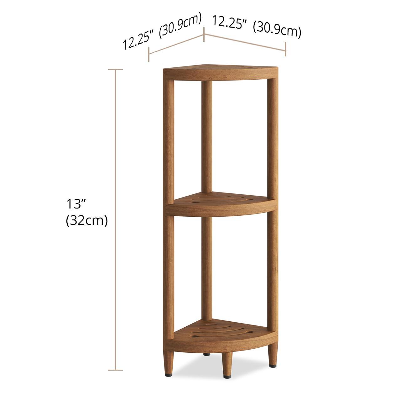 AquaTeak AquaTeak Teak Oil 3 -Tier Wood Freestanding Corner Bathroom Shelf ( 11-in x 40.25-in x 11-in )