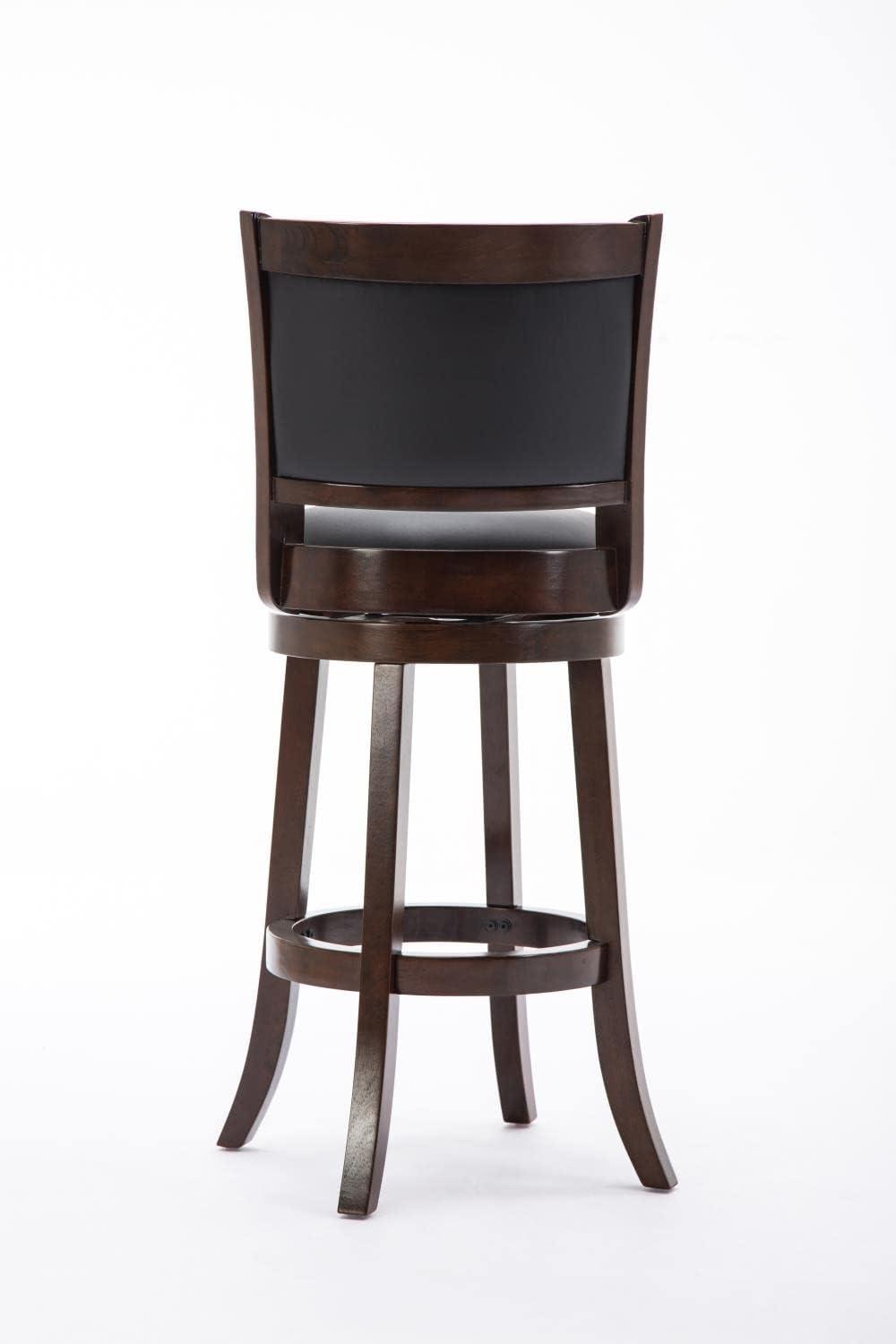 Boraam Wood Augusta Bar Height Swivel Bar Stool in Cappuccino Finish