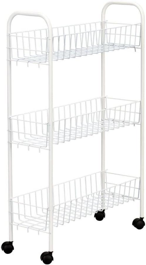 White Slimline Steel 3-Shelf Laundry Rack