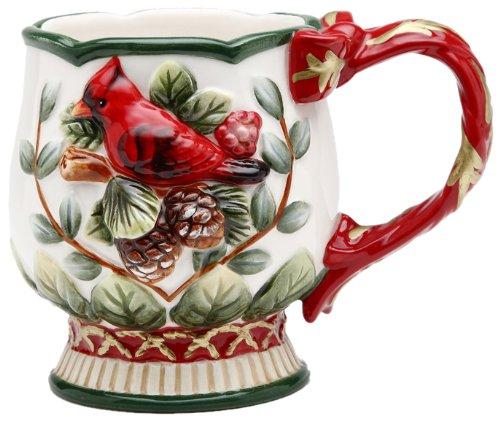 Kevins Gift Shoppe Ceramic Christmas Robin Bird Mugs (Set Of 4)