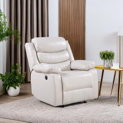 39" Eilbra PU Accent Chair Beige - Acme Furniture: Smooth Faux Leather, Pocket Coil Seating