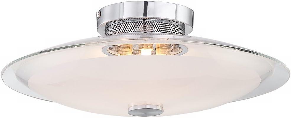 Possini Euro Design Modern Ceiling Light Semi Flush Mount Fixture 15" Wide Chrome 3-Light Clear Frosted Glass Disk for Bedroom Living Room Hallway