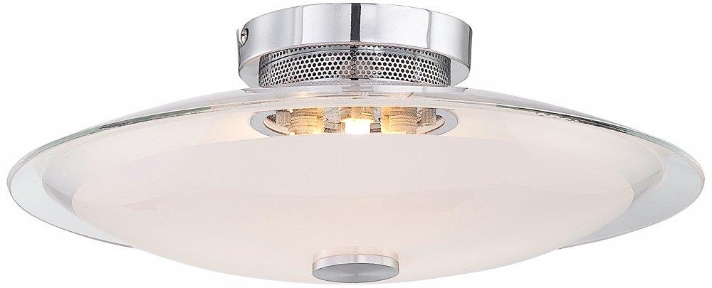 Possini Euro Design Modern Ceiling Light Semi Flush Mount Fixture 15" Wide Chrome 3-Light Clear Frosted Glass Disk for Bedroom Living Room Hallway