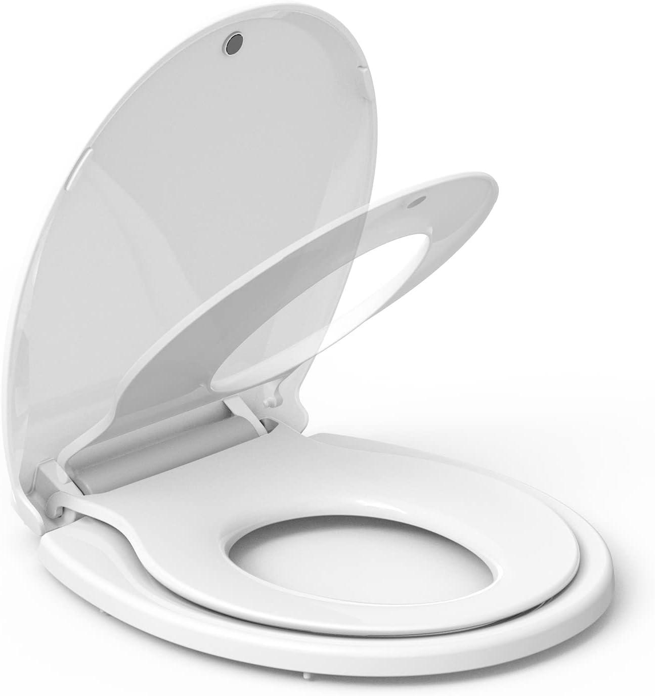 White Round Polypropylene Toilet Seat with Built-In Toddler Seat