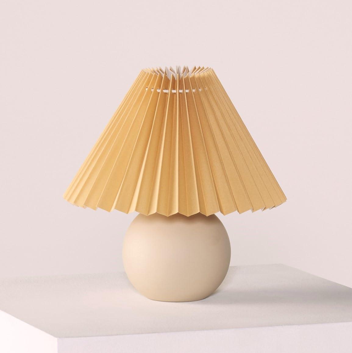 Brightech Serena 10" Ceramic LED Table Lamp - Retro Inspired Globe Base with Cream Pleated Shade