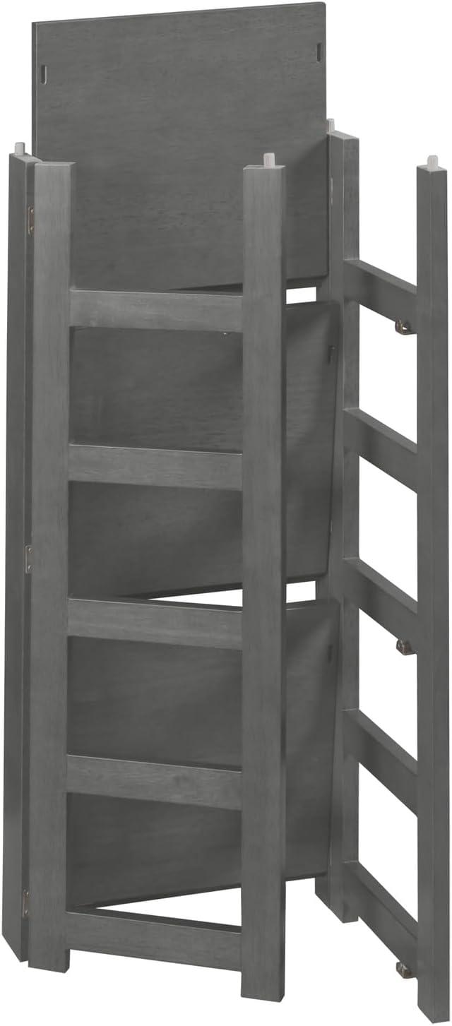 Flip Flop 34" Gray Pine Wood 3-Shelf Folding Bookcase